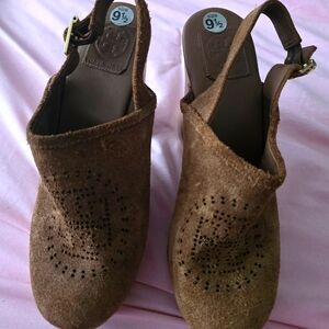 Authentic Tory Burch Brown Suede Swing Clogs